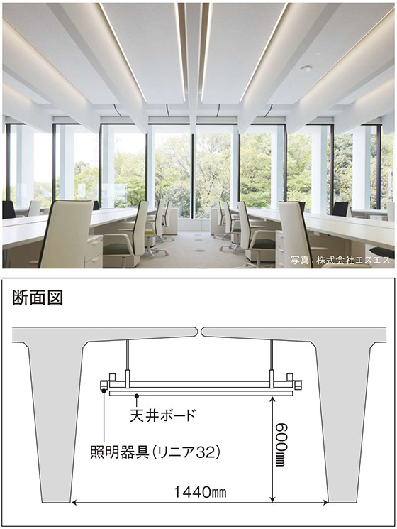 執務エリア天井造作（断面図）